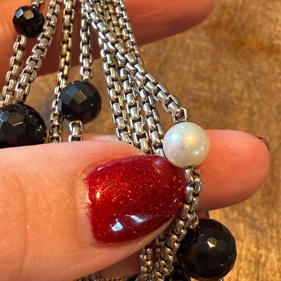 David Yurman Silver and 18k gold onyx and pearl Multi-Strand Bracelet - Picture 16 of 16